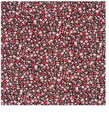Ткань (хлопок 100%) на клеевой основе, 30 х 30 см., цвет -  мелкие розовые розочки на черном