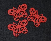 Декоративный элемент из фетра "Бабочка резная", цвет - красный