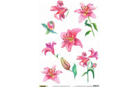 Рисовая бумага CraftPremier. Плотность - 20 гр/кв.м.,  "Розовые лилии", размер А4 