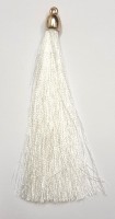 Кисточка декоративная шелковая с золотой шапочкой, высота - 10 см., цвет - белый