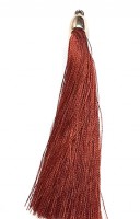 Кисточка декоративная шелковая с золотой шапочкой, высота - 10 см., цвет - красно-коричневый