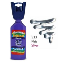 3-D контур акриловый металлик ACRILEX, цвет - серебро