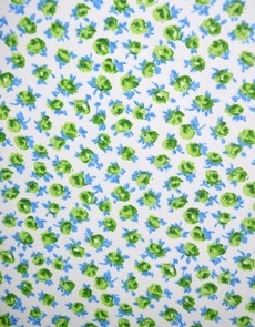 Ткань (хлопок 100%) на клеевой основе, цвет - мелкие зеленые розочки на белом. 