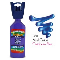 3-D контур акриловый металлик ACRILEX, цвет - карибский голубой  