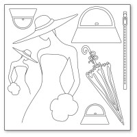 Салфетка рисовая с контуром рисунка "Silhouette art", "Женщина и аксессуары" 