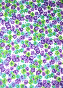 Ткань (хлопок 100%) на клеевой основе, цвет - фиолетовые и зеленые цветочки.  