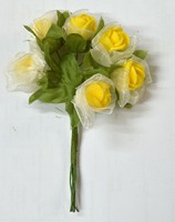 Декоративный букетик  "Белые розочки с желтым"  