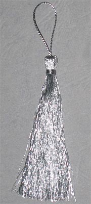 Кисточка декоративная, высота - 8 см., цвет - серебро, металлик 