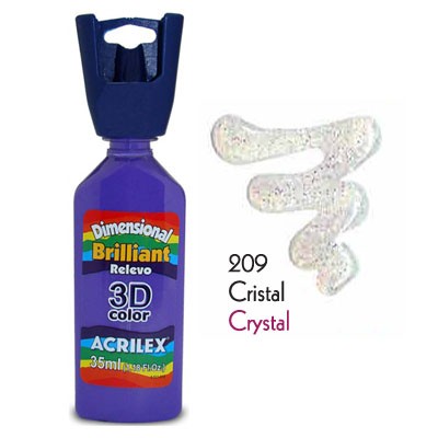 3D контур акриловый с глиттером ACRILEX, цвет - кристалл 