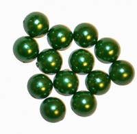Половинки жемчужин пластиковые, D - 8 мм., цвет - зеленый  \ Акция 