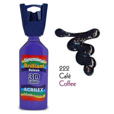 3D контур акриловый с глиттером ACRILEX, цвет - кофе