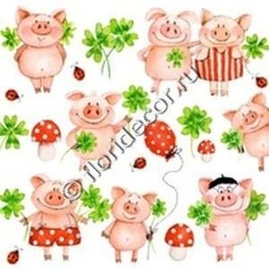 Салфетки и рисовая бумага со свинками