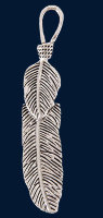 Металлический  декоративный элемент "Двойное перо", цвет - серебро  