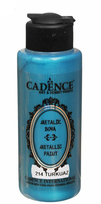 Акриловая краска металлик Cadence, цвет - "турецкий синий" 