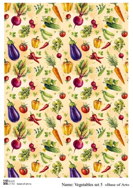 Декупажная карта Base Of Art "Vegetables set" №5, А4                 