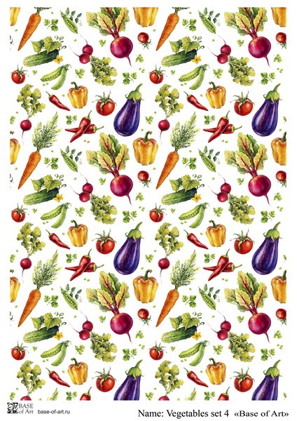Декупажная карта Base Of Art "Vegetables set" №4, А4                  