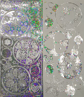 Объемные наклейки с глиттером "Большие шары со снежинками", цвет - серебро с серебряным голографическим глиттером (Нидерланды)