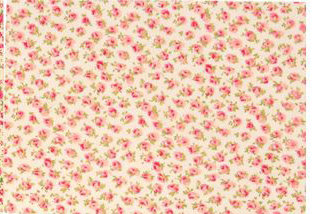 Ткань (хлопок 100%) на клеевой основе, цвет -  розовые розочки на кремовом фоне