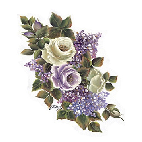 Трансфер универсальный Cadence "Бело-лиловые розы и сирень", размер 17 х 25 см.