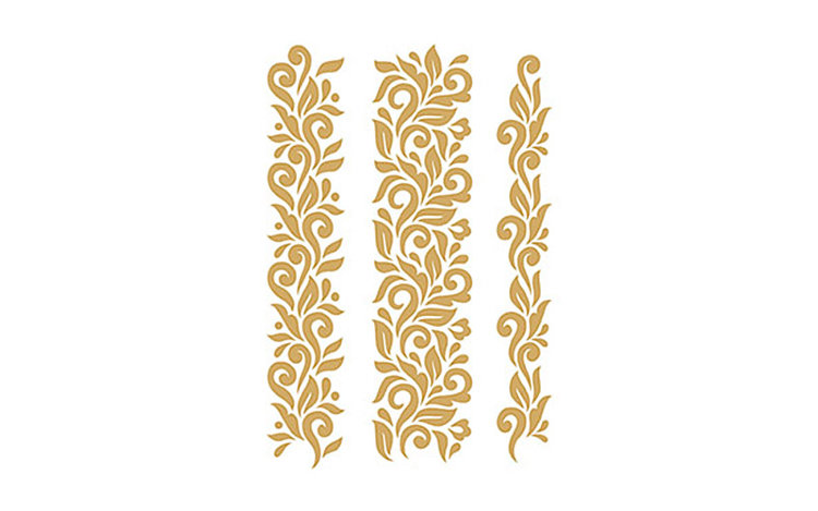 Трансфер - натирка декоративный  'Широкий цветочный бордюр'', цвет - золото, размер - 17 х 25 см.   