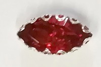 Кабошон "мини" , цвет - красный в серебре, 13  х 7  мм.,  