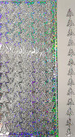 Объемные наклейки с глиттером "Бордюр из елочек", цвет - серебро с серебряным голографическим глиттером (Нидерланды)   