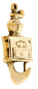 Крючок "Кофемолка", цвет - золото, материал - латунь     