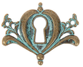 Металлический декоративный элемент "Замочная скважина", бронза и зеленая патина 