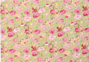 Ткань (хлопок 100%) на клеевой основе, цвет -  винтажные розовые розы на светло  зеленом фоне 