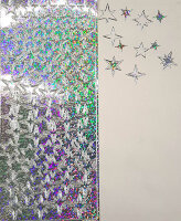 Объемные наклейки с глиттером "Звездочки ассорти, 12 видов", цвет - серебро с серебряным голографическим глиттером (Нидерланды)    