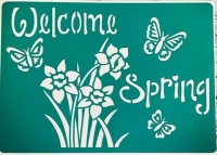 Трафарет на клеевой основе многоразовый "Welcome spring"