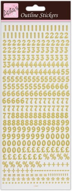 Объемные наклейки "Мелкие цифры", цвет - золото