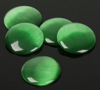 Кабошон "Кошачий глаз. имитация", цвет - зеленый,  20 мм.