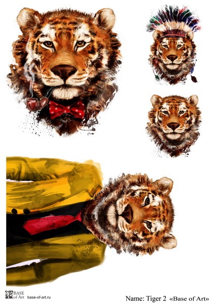 Декупажная карта Base Of Art "Tiger" №2, А4     