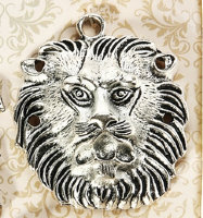Металлический декоративный элемент "Лев", цвет - серебро