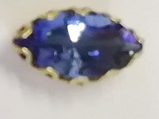 Кабошон "мини" , цвет - синий в золоте, 13  х 7  мм.,   