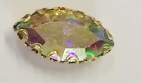 Кабошон "мини" , цвет - хамелеон в золоте, 13  х 7  мм.,    