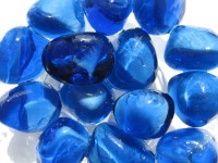 Галька стеклянная, плоская, размер 25-20 мм., синяя