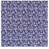 Ткань (хлопок 100%) на клеевой основе, 30 х 30 см., цвет -  мелкие белые цветочки на темно-синем 