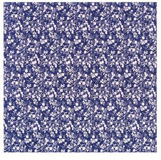 Ткань (хлопок 100%) на клеевой основе, 30 х 30 см., цвет -  мелкие белые цветочки на темно-синем 
