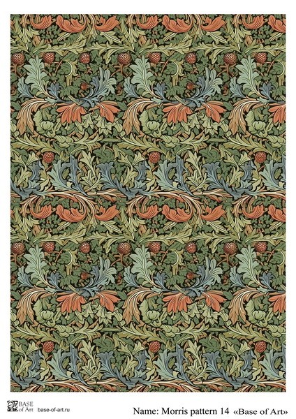 Декупажная карта Base Of Art "Morris pattern" №14, А4    