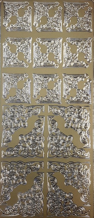 Объемные наклейки "Наборы уголков", цвет - золото, 13 пар