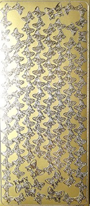 Объемные наклейки "Бордюр из мелких бабочек", 8 полос,  цвет - золото    