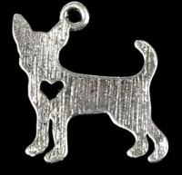 Металлический декоративный элемент "собачка", цвет - серебро  