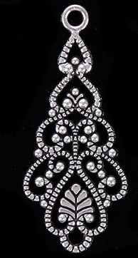 Металлический декоративный элемент "Кружевной лист" , цвет - серебро 
