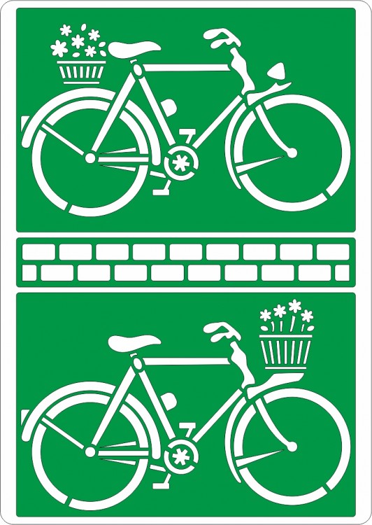 Трафарет на клеевой основе многоразовый "Велосипеды", 14 х 20 см.