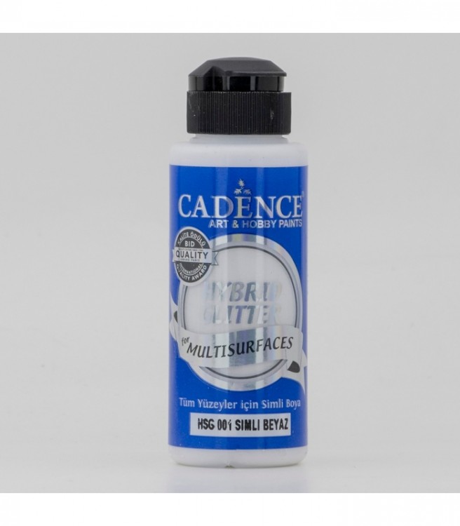 Краска  акриловая многоповерхностная гибридная с глиттером  Cadence, цвет - белый, 120 мл.  
