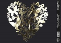 Трансфер  Cadence  по ткани  золото  "Сердце из бабочек", размер 21 х 30 см.