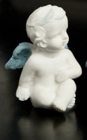 Декоративная фигурка 3D "Ангел задумчивый №5 с голубыми крылышками"