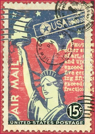 Рисовая бумага Stamperia,"Марка Статуя Свободы"